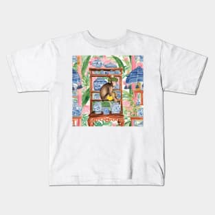 Monkey on the shelf with chinoiserie jars Kids T-Shirt